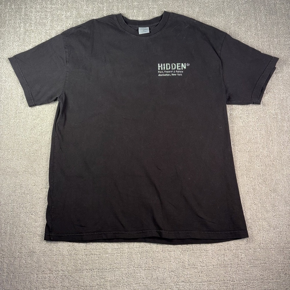 HIDDEN NY Boro Tee Black Size XL Past Present Future Cracked H Logo Streetwear